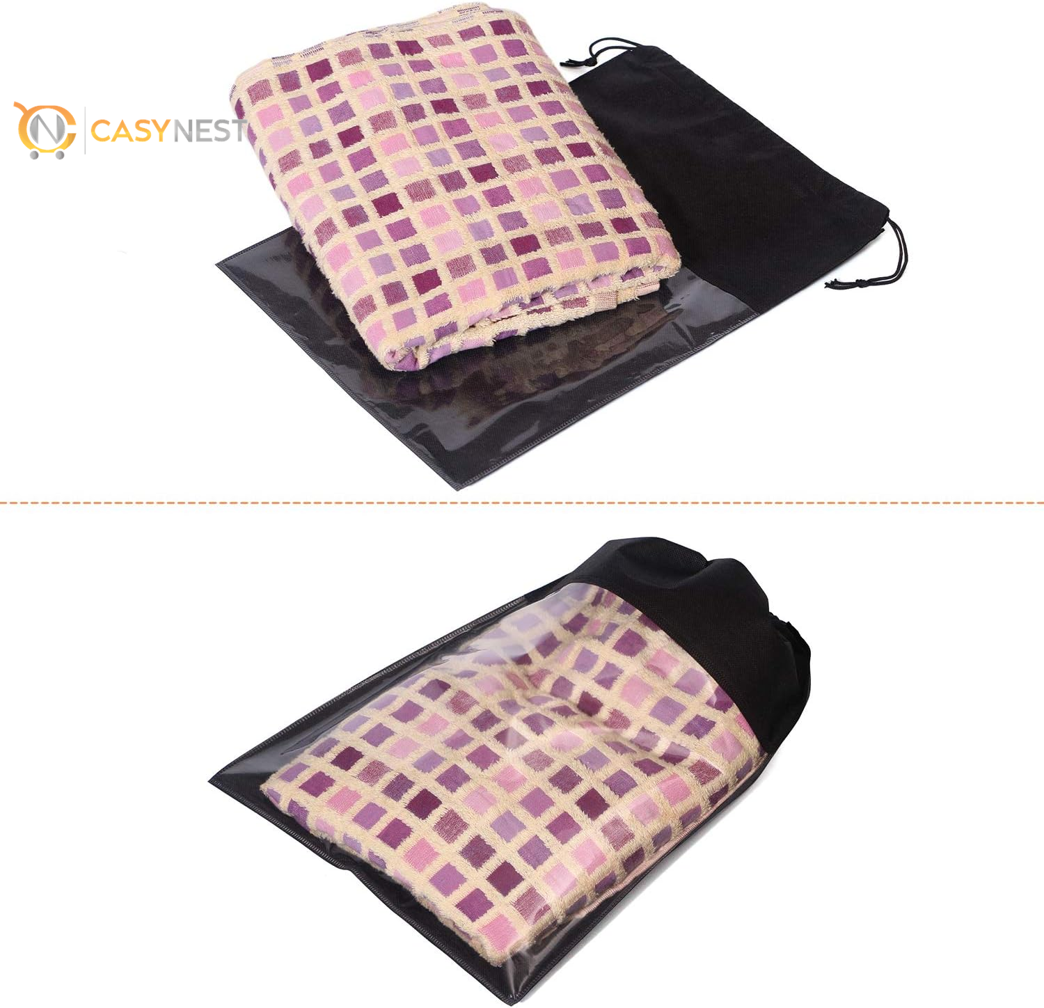 12-Pack Clear Drawstring Shoe Bags for Travel – Large Portable Shoe Pouches for Men & Women (Black)