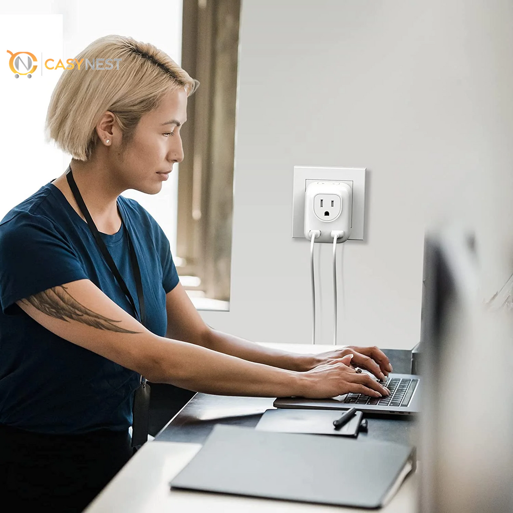 4-in-1 Universal Travel Plug Adapter – US to Europe Power Converter, Lightweight International Adapter for Travel