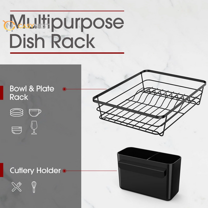 Dish Drying Rack- Space-Saving Dish Rack, Dish Racks for Kitchen Counter, Stainless Steel Kitchen Drying Rack with a Cutlery Holder
