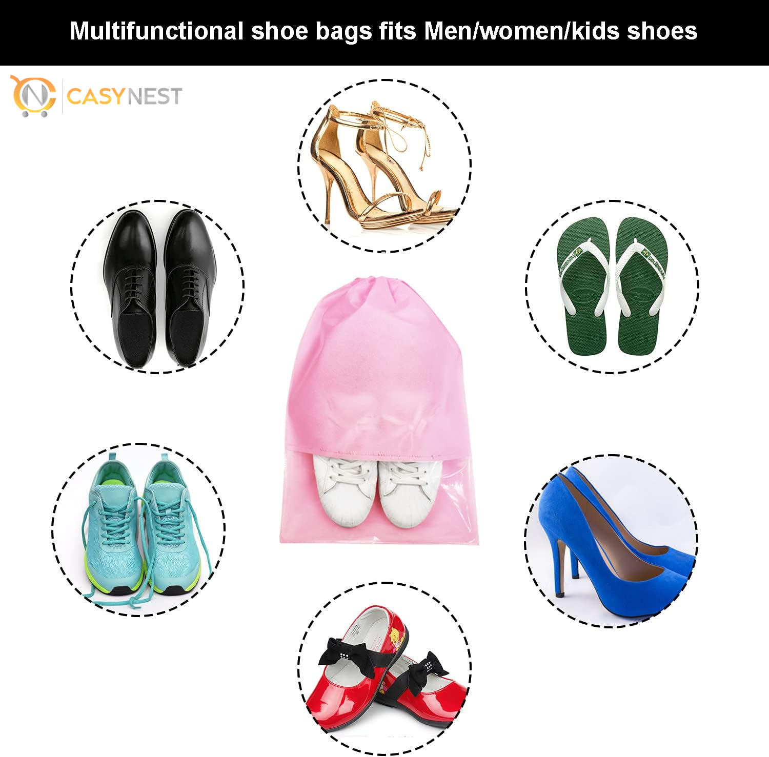 8PCS Travel Shoe Bags with Rope for Men and Women Large Shoes Pouch Organizers