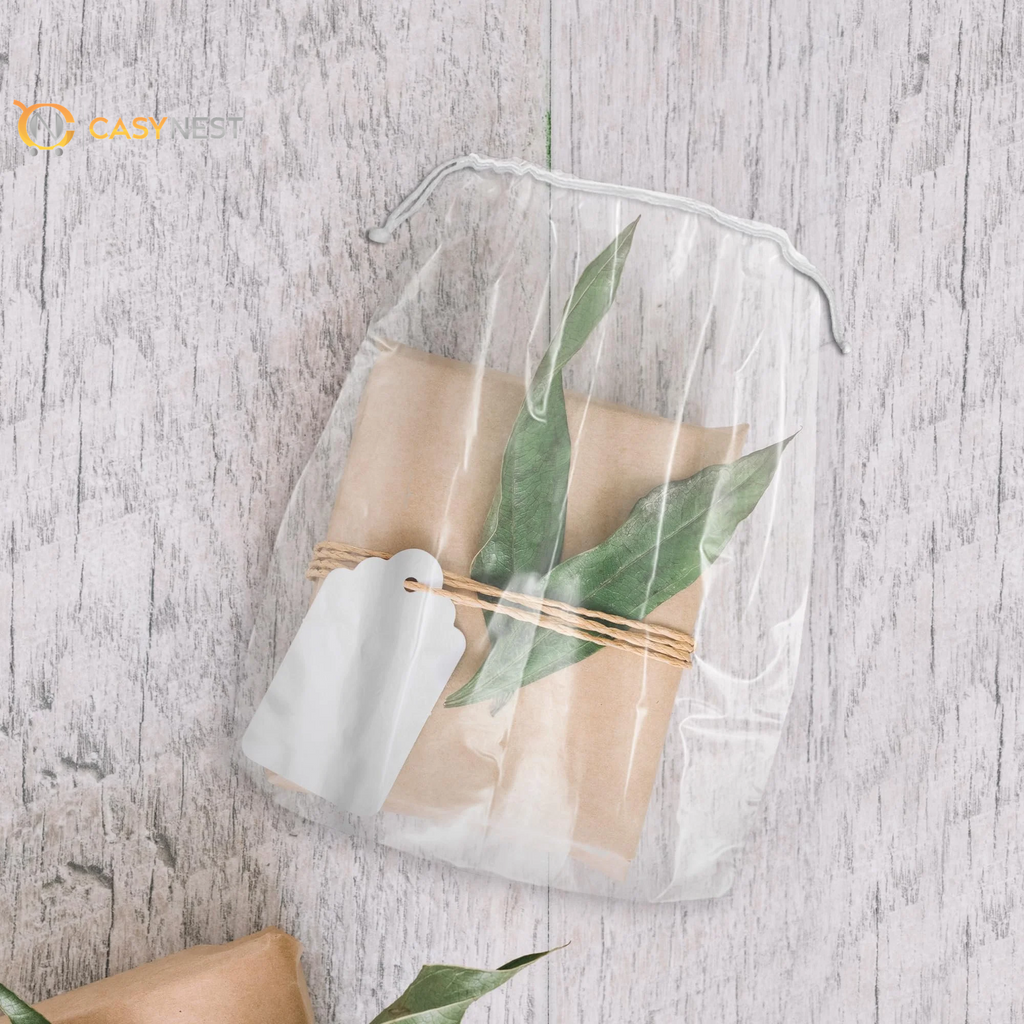 100-Pack Clear Drawstring Bags, 5 x 8 Inches – Waterproof 2 Mil Polyethylene Travel Bags for Shoes, Cosmetics & Toiletries