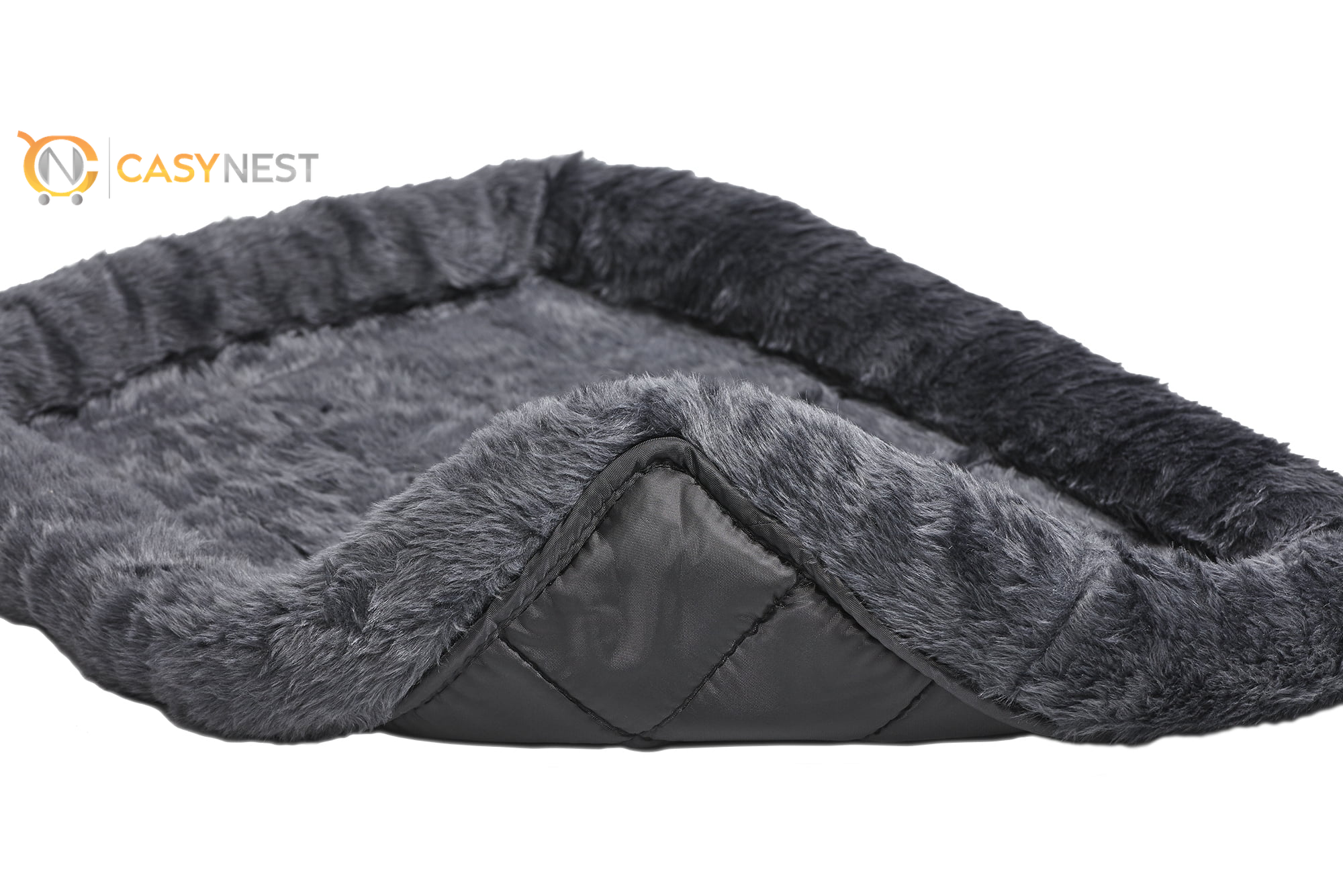 Gray Plush Fleece Bolstered Dog Bed – Fits 54-Inch 
