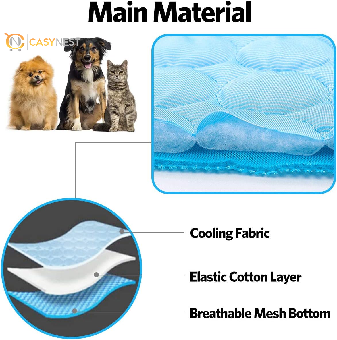 Pet Cooling Mat for Dogs & Cats – Outdoor & Indoor Cooling Pad, Blanket for Car Seats & Beds (Blue, 28" x 40")