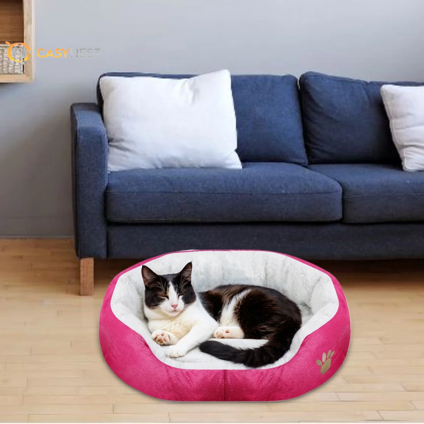 Small Dog & Cat Bed – Puppy Pet Bed with Removable Cushion for Indoor Use