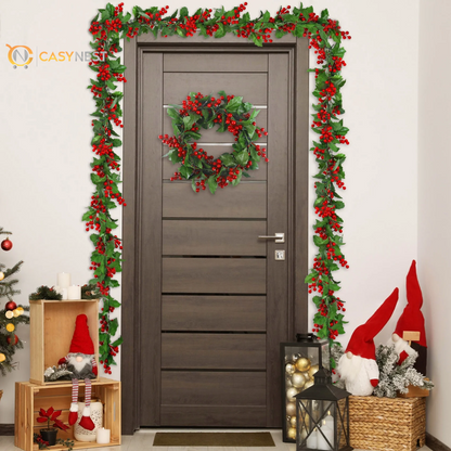 5.9FT Artificial Christmas Garland with Lights – Indoor & Outdoor Xmas Home Table Decor